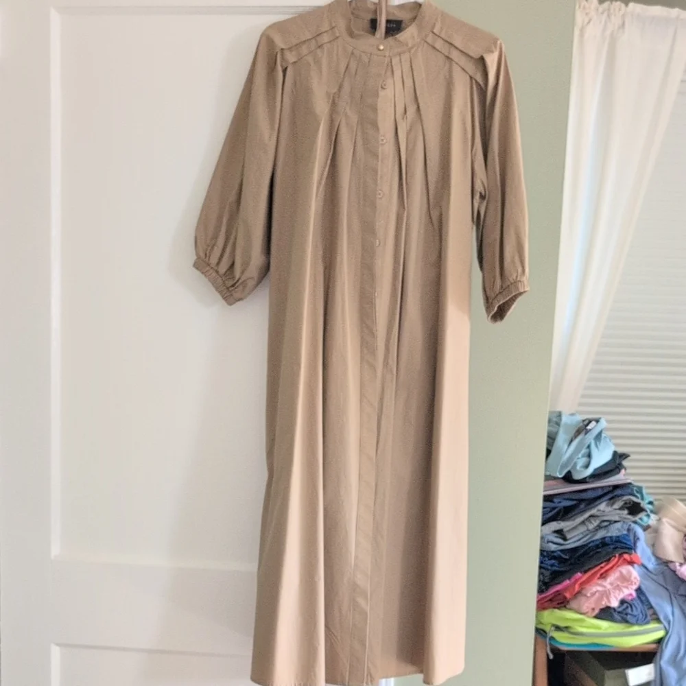 Gracia Dresses | Elegant Tan Midi Dress By Gracia | Color: Tan | Size: M | Catchthehiccups's Closet Gracia Dresses | Elegant Tan Midi Dress By Gracia | Color: Tan | Size: M | Catchthehiccups's Closet